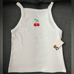 SO White Ribbed 🍒 Tank Top